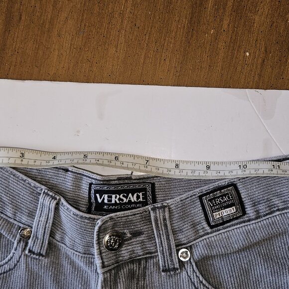 Vintage Versace Jeans Couture High-Waist Corduroy Flared Trousers - Iconic Medus - Picture 9 of 16